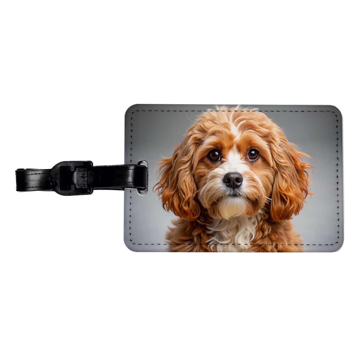 Cavapoo Dog Photo Travel Faux Leather Luggage Tag