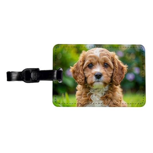 Cavapoo Dog Puppy Photo Travel Faux Leather Luggage Tag