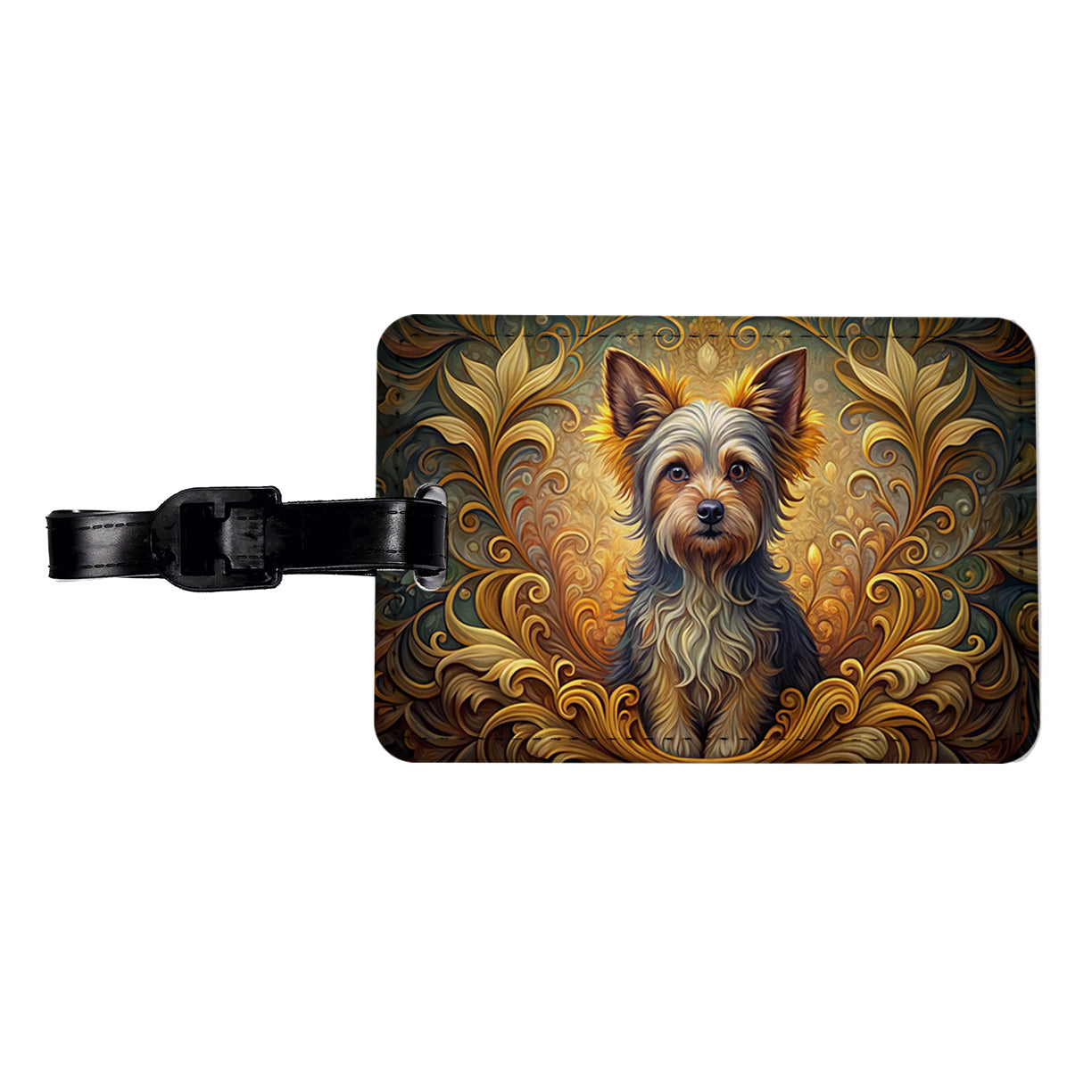 Chorkie Dog Art Nouveau Travel Faux Leather Luggage Tag