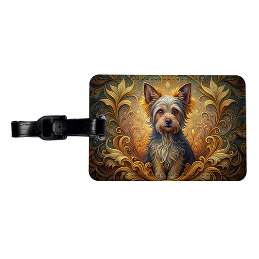 Chorkie Dog Art Nouveau Travel Faux Leather Luggage Tag
