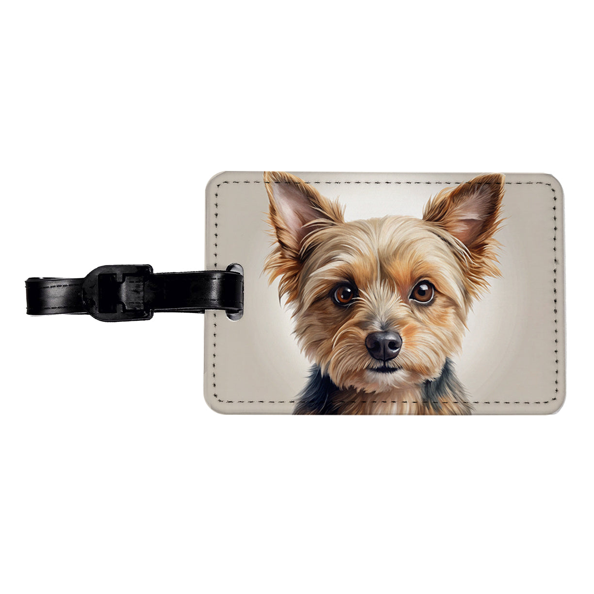 Chorkie Dog Illustration Travel Faux Leather Luggage Tag