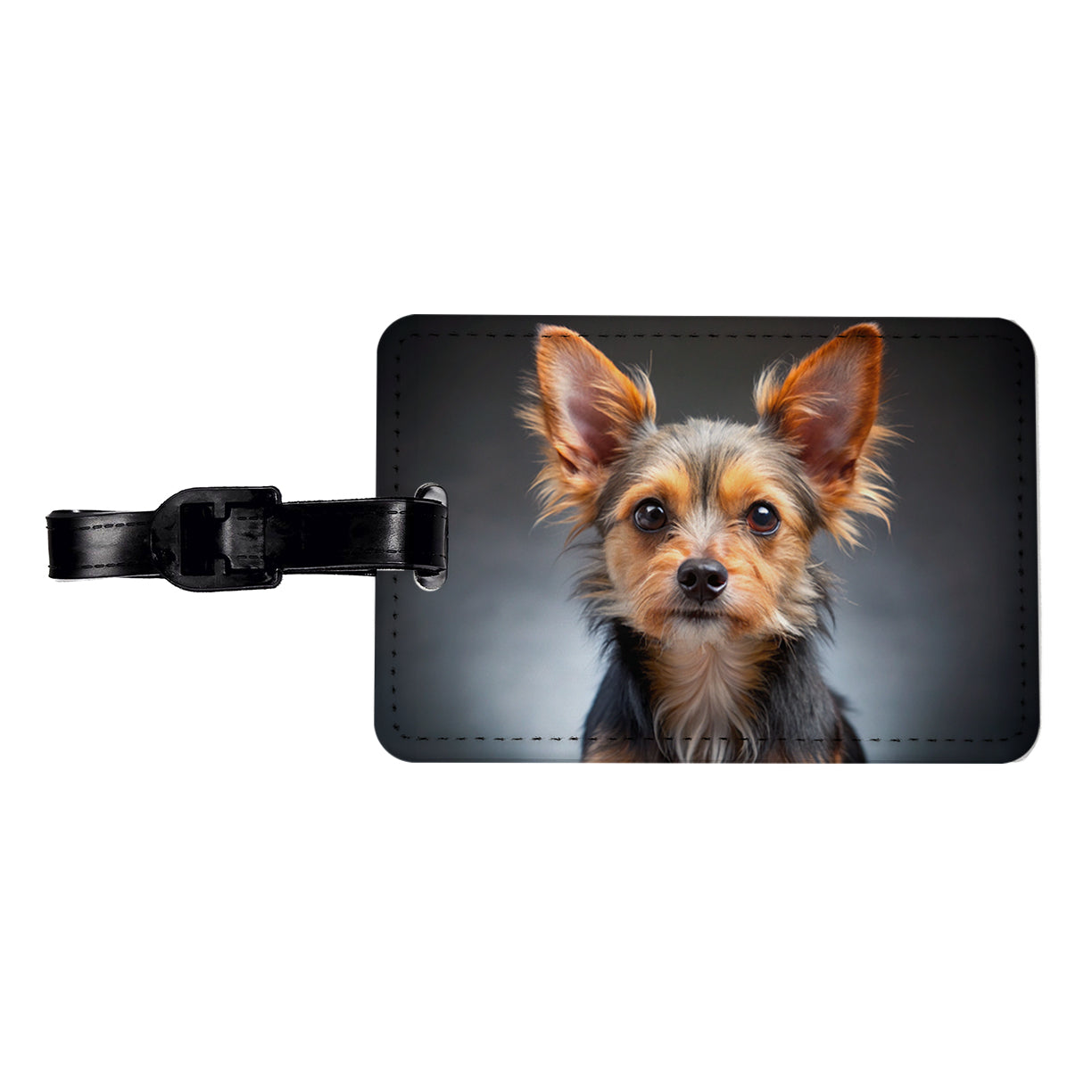 Chorkie Dog Photo Travel Faux Leather Luggage Tag
