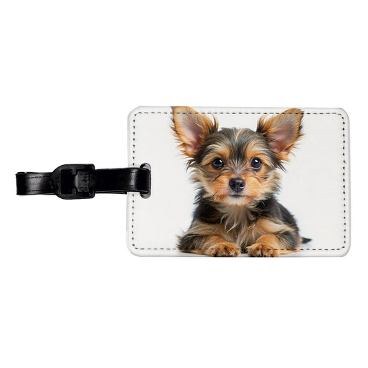 Chorkie Dog Puppy Photo Travel Faux Leather Luggage Tag