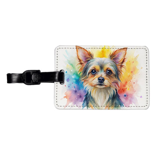 Chorkie Dog Watercolor Style Travel Faux Leather Luggage Tag