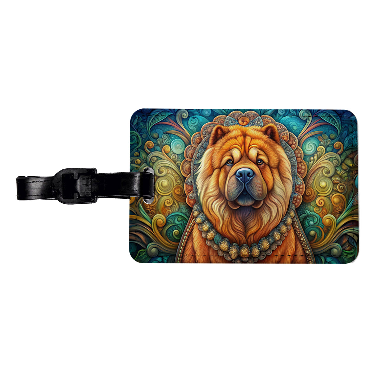 Chow Chow Dog Art Nouveau Travel Faux Leather Luggage Tag