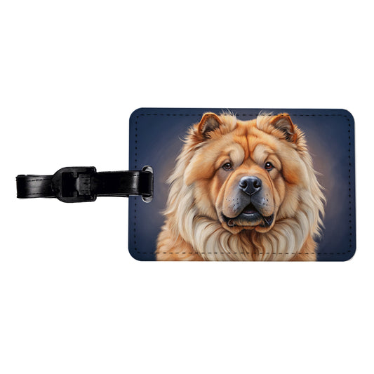 Chow Chow Dog Illustration Travel Faux Leather Luggage Tag