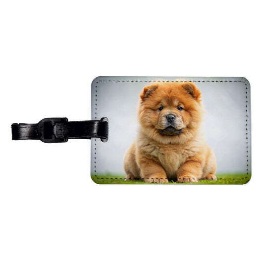 Chow Chow Dog Puppy Photo Travel Faux Leather Luggage Tag
