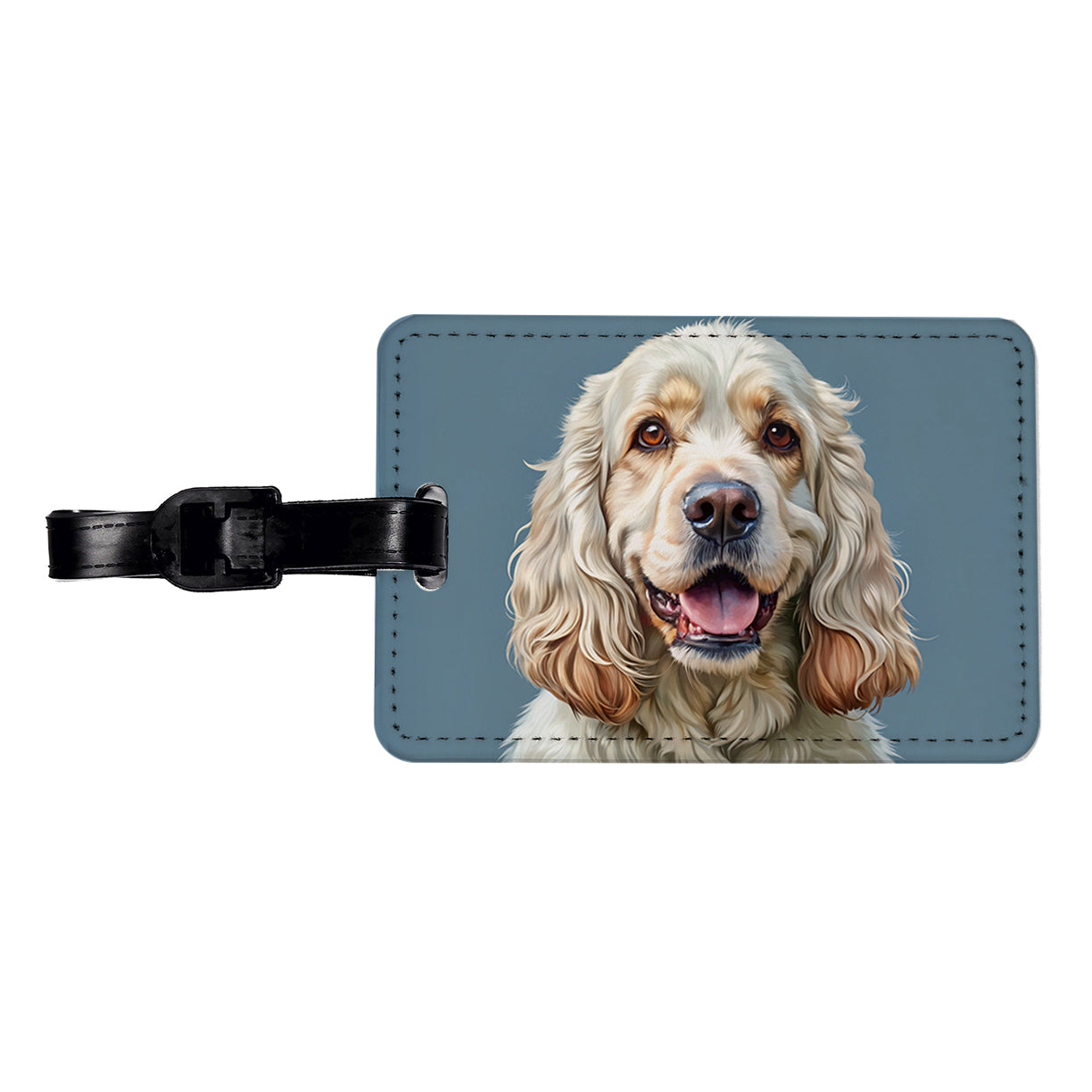 Clumber Spaniel Dog Illustration Travel Faux Leather Luggage Tag