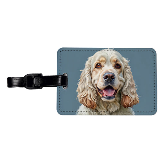 Clumber Spaniel Dog Illustration Travel Faux Leather Luggage Tag