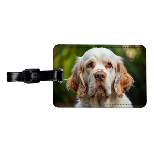 Clumber Spaniel Dog Photo Travel Faux Leather Luggage Tag
