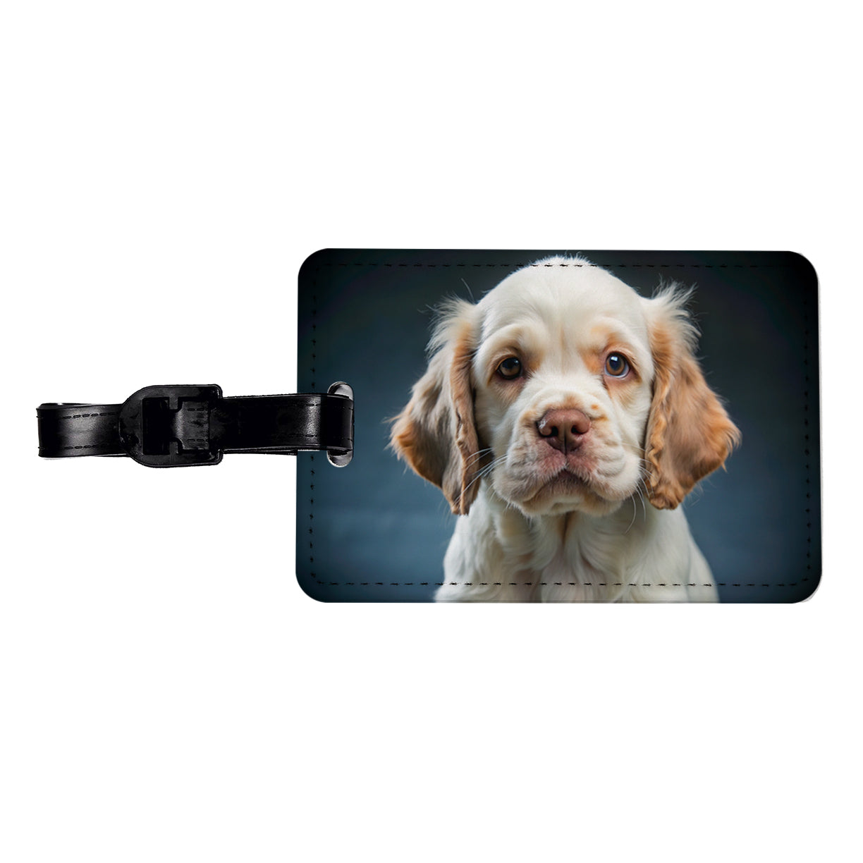 Clumber Spaniel Dog Puppy Photo Travel Faux Leather Luggage Tag