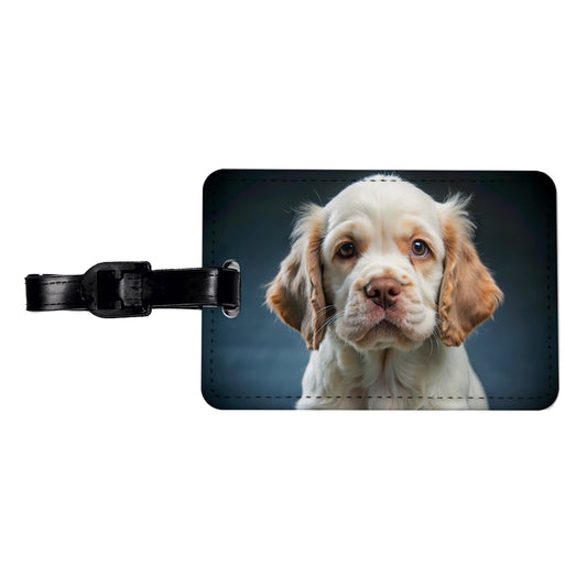 Clumber Spaniel Dog Puppy Photo Travel Faux Leather Luggage Tag