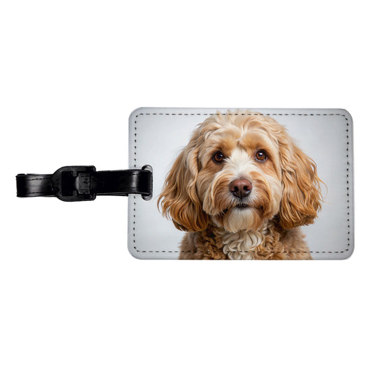 Cockapoo Dog Photo Travel Faux Leather Luggage Tag