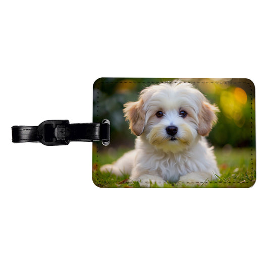 Coton De Tulear Dog Puppy Photo Travel Faux Leather Luggage Tag