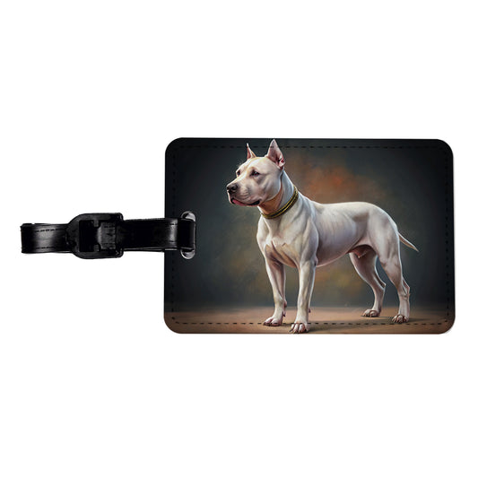 Dogo Argentino Dog Illustration Travel Faux Leather Luggage Tag