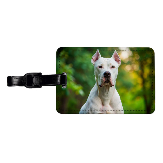 Dogo Argentino Dog Photo Travel Faux Leather Luggage Tag