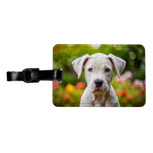 Dogo Argentino Dog Puppy Photo Travel Faux Leather Luggage Tag