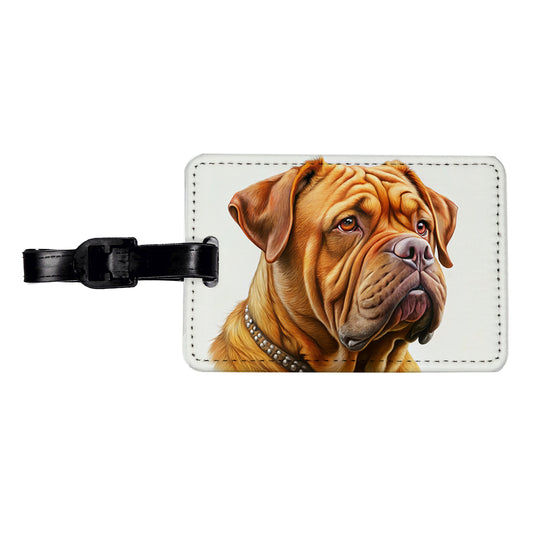 Dogues De Bordeaux Dog Illustration Travel Faux Leather Luggage Tag