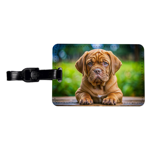 Dogues De Bordeaux Dog Puppy Photo Travel Faux Leather Luggage Tag