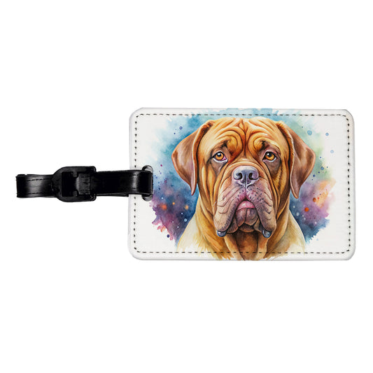 Dogues De Bordeaux Dog Watercolor Style Travel Faux Leather Luggage Tag