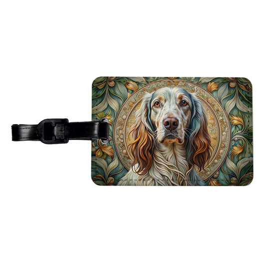 English Setter Dog Art Nouveau Travel Faux Leather Luggage Tag