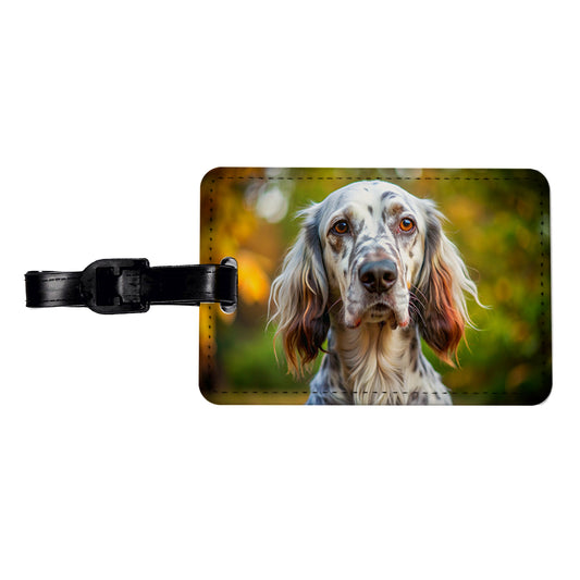 English Setter Dog Photo Travel Faux Leather Luggage Tag