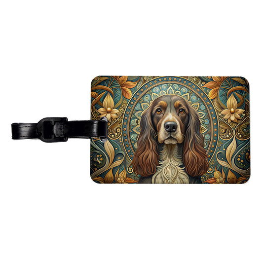 Field Spaniel Dog Art Nouveau Travel Faux Leather Luggage Tag
