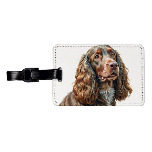 Field Spaniel Dog Illustration Travel Faux Leather Luggage Tag