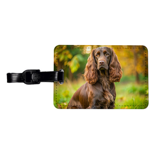 Field Spaniel Dog Photo Travel Faux Leather Luggage Tag
