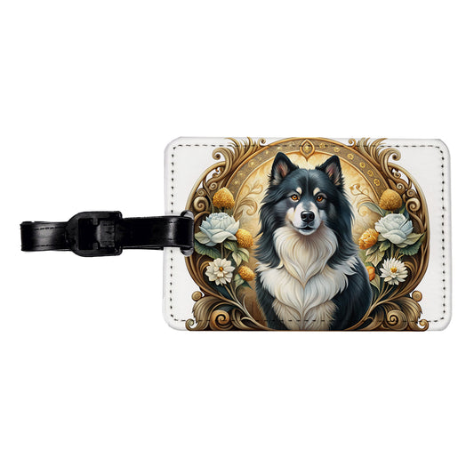 Finnish Lapphund Dog Art Nouveau Travel Faux Leather Luggage Tag