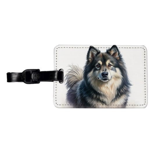 Finnish Lapphund Dog Illustration Travel Faux Leather Luggage Tag