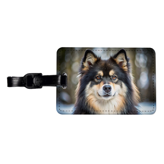Finnish Lapphund Dog Photo Travel Faux Leather Luggage Tag