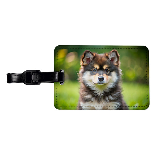 Finnish Lapphund Dog Puppy Photo Travel Faux Leather Luggage Tag