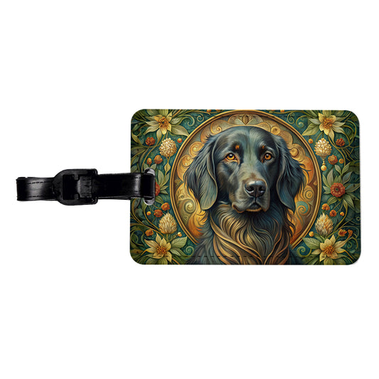 Flat Coated Retriever Dog Art Nouveau Travel Faux Leather Luggage Tag