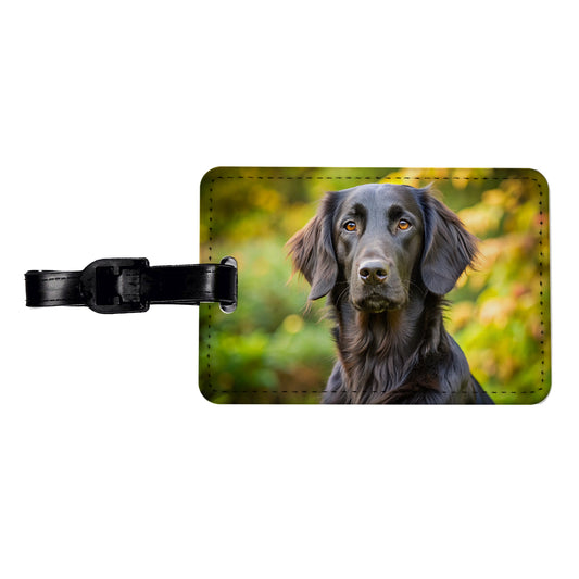 Flat Coated Retriever Dog Photo Travel Faux Leather Luggage Tag