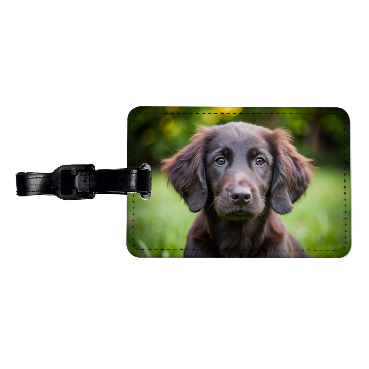 Flat Coated Retriever Dog Puppy Photo Travel Faux Leather Luggage Tag
