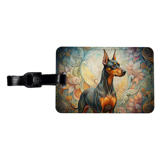 German Pinscher Dog Art Nouveau Travel Faux Leather Luggage Tag