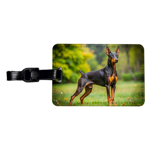 German Pinscher Dog Photo Travel Faux Leather Luggage Tag