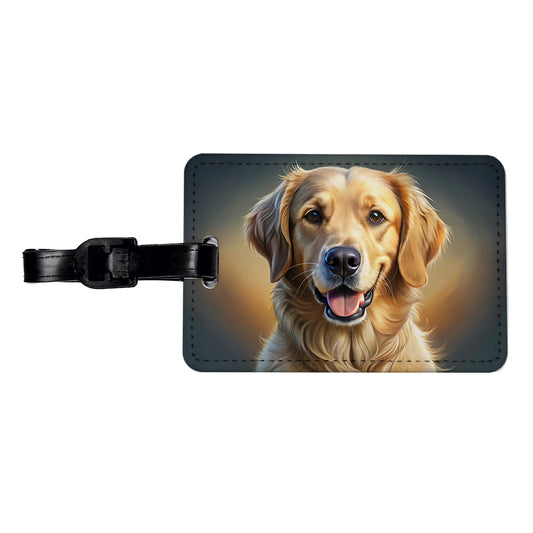 Goldador Dog Illustration Travel Faux Leather Luggage Tag