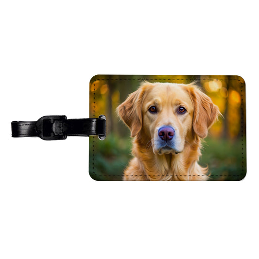 Goldador Dog Photo Travel Faux Leather Luggage Tag