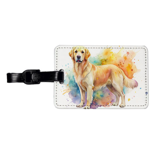 Goldador Dog Watercolor Style Travel Faux Leather Luggage Tag