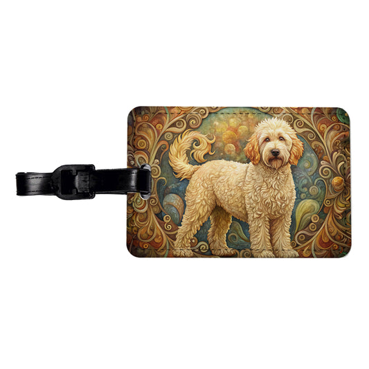 Goldendoodle Dog Art Nouveau Travel Faux Leather Luggage Tag
