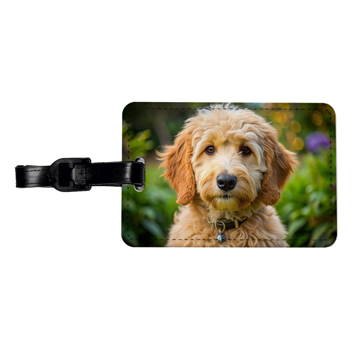 Goldendoodle Dog Photo Travel Faux Leather Luggage Tag