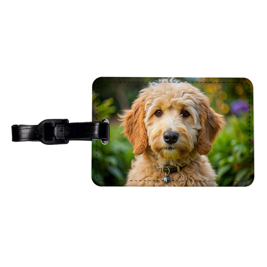 Goldendoodle Dog Photo Travel Faux Leather Luggage Tag