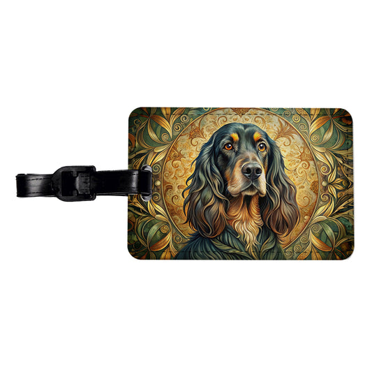 Gordon Setter Dog Art Nouveau Travel Faux Leather Luggage Tag