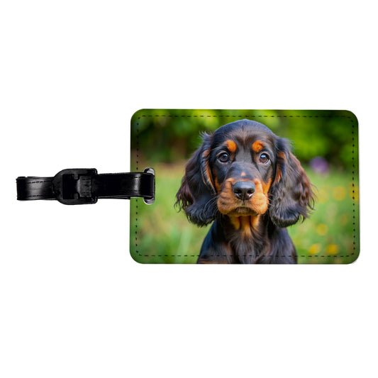Gordon Setter Dog Puppy Photo Travel Faux Leather Luggage Tag