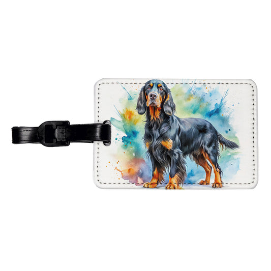Gordon Setter Dog Watercolor Style Travel Faux Leather Luggage Tag