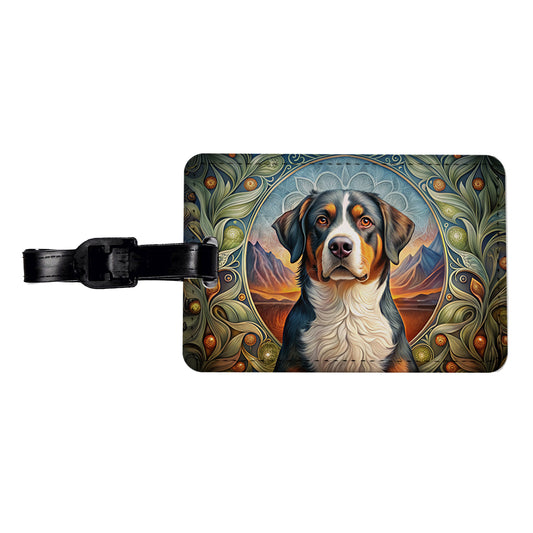 Greater Swiss Mountain Dog Art Nouveau Travel Faux Leather Luggage Tag