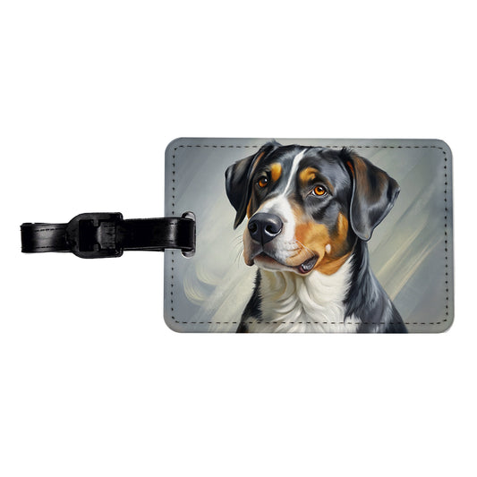 Greater Swiss Mountain Dog Illustration Travel Faux Leather Luggage Tag