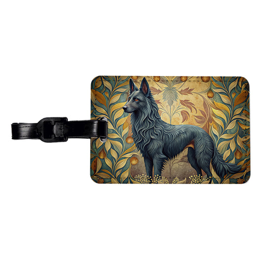 Groenendael Belgian Sheepdog Dog Art Nouveau Travel Faux Leather Luggage Tag